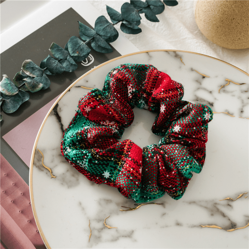 Christmas Plaid Wide Hair Tie Elastic Hair Band Hair Accessories