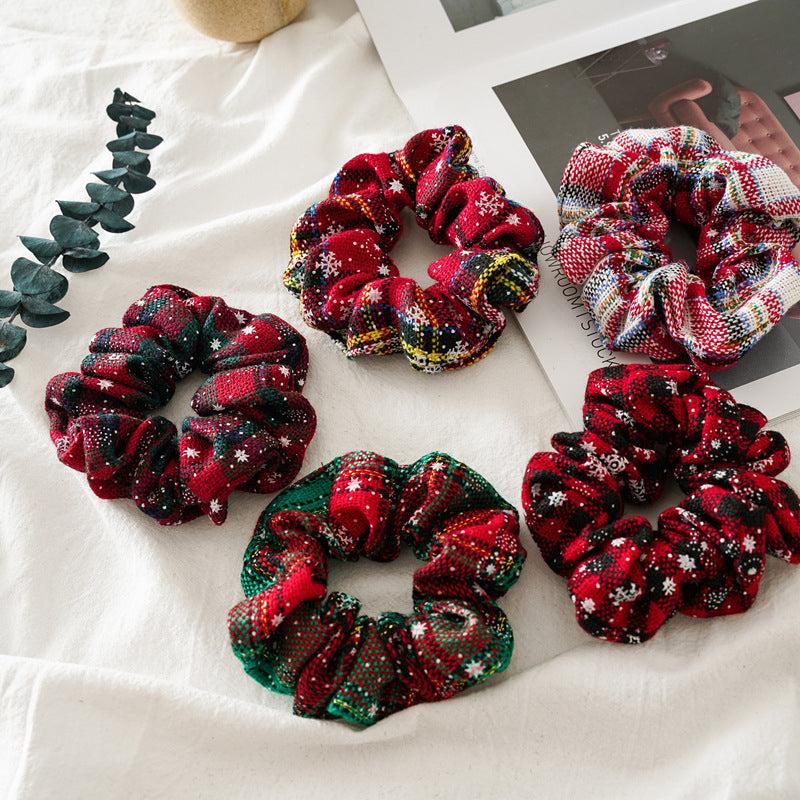 Christmas Plaid Wide Hair Tie Elastic Hair Band Hair Accessories