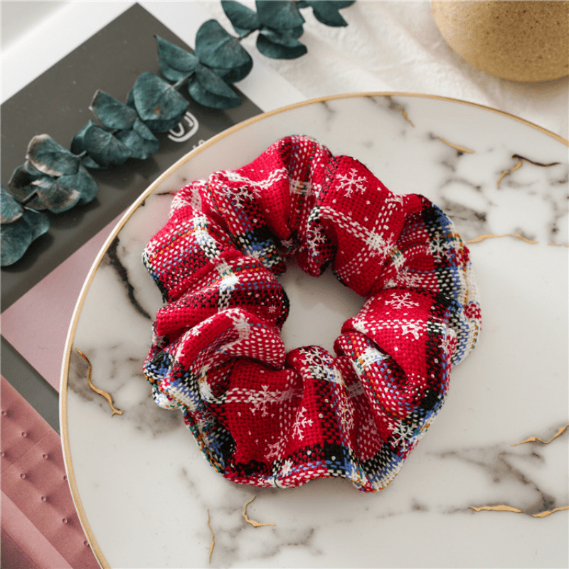 Christmas Plaid Wide Hair Tie Elastic Hair Band Hair Accessories