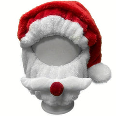 Santa Hat & Mask Plush Helmet Christmas Costumes Party Cosplay Decor