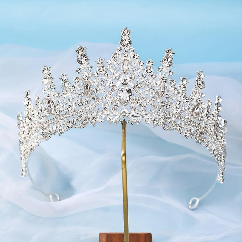 Silver Rhinestones Crown Party Queen Hair Decoration Crystal Crown Tiara