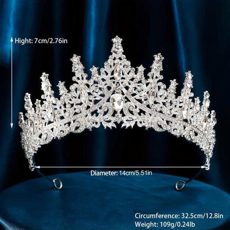 Silver Rhinestones Crown Party Queen Hair Decoration Crystal Crown Tiara