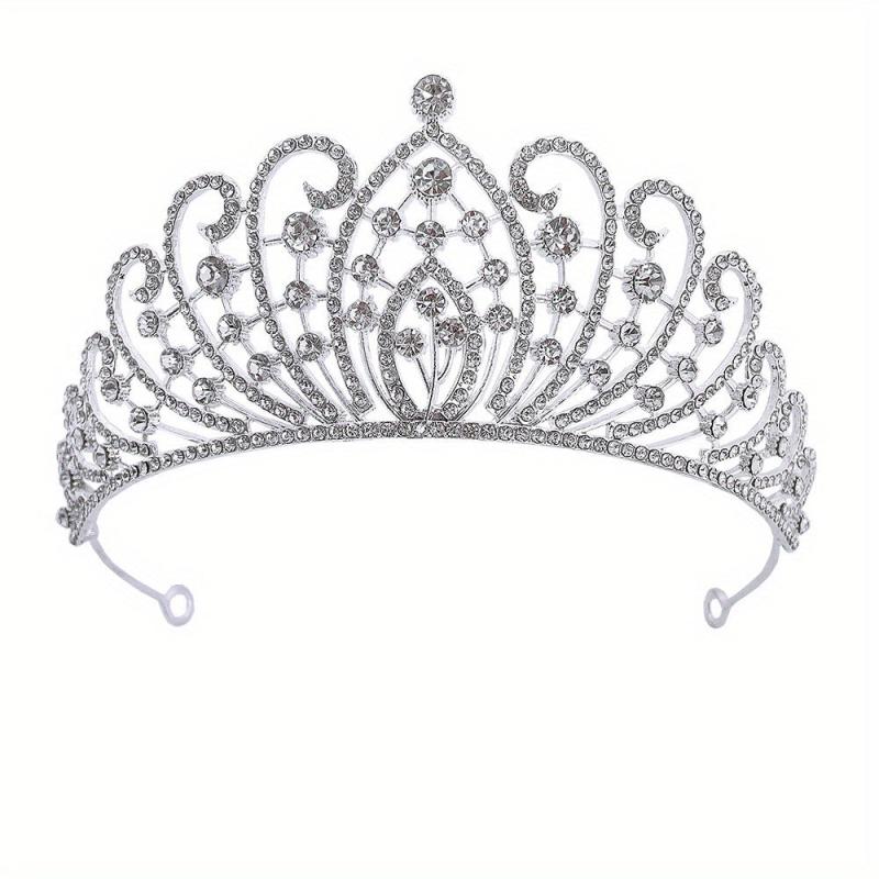 Silver Rhinestones Crown Party Queen Hair Decoration Crystal Crown Tiara
