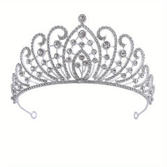 Silver Rhinestones Crown Party Queen Hair Decoration Crystal Crown Tiara