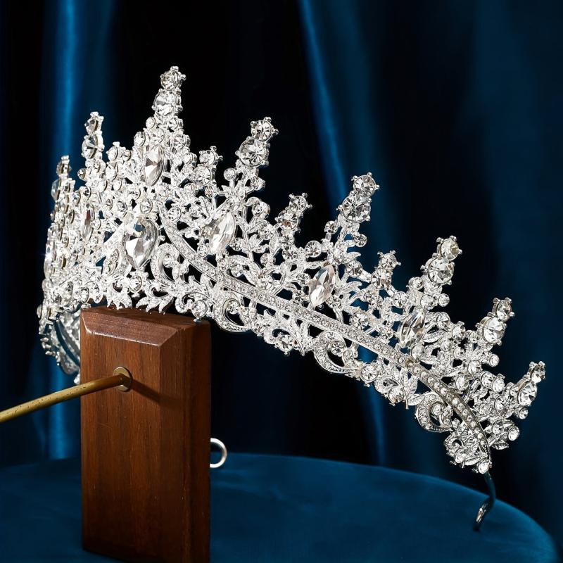 Silver Rhinestones Crown Party Queen Hair Decoration Crystal Crown Tiara