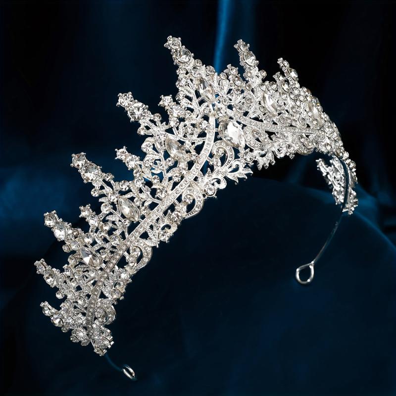 Silver Rhinestones Crown Party Queen Hair Decoration Crystal Crown Tiara