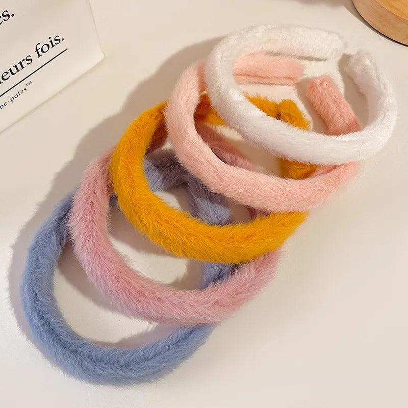 Plush Hair Bands Women Warm Hoop Headband Solid Hairband Accessories