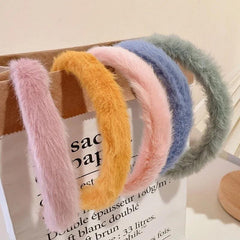 Plush Hair Bands Women Warm Hoop Headband Solid Hairband Accessories