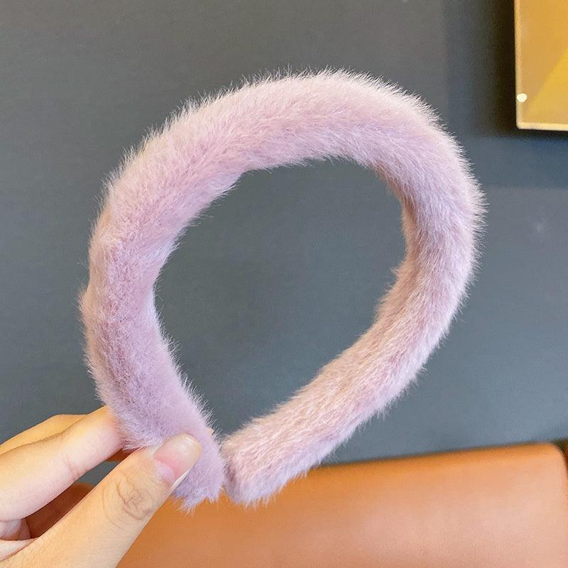 Plush Hair Bands Women Warm Hoop Headband Solid Hairband Accessories