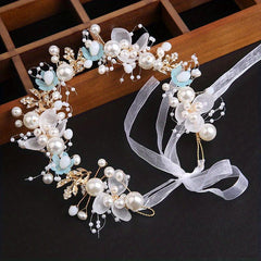 Flower Dress Pearl Crown Hair Band Hair Accessories Bride