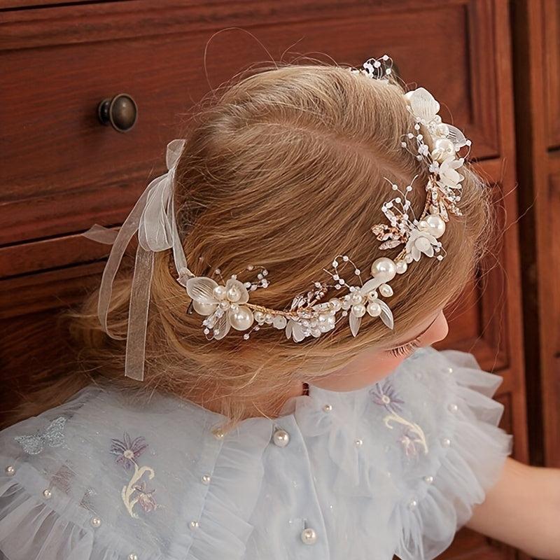 Flower Dress Pearl Crown Hair Band Hair Accessories Bride