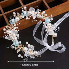 Flower Dress Pearl Crown Hair Band Hair Accessories Bride