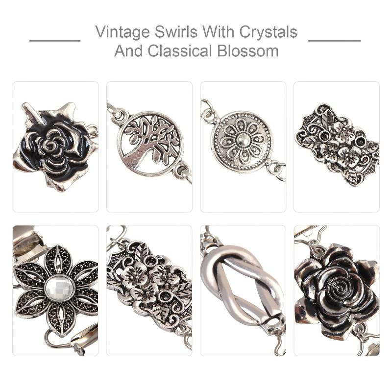Vintage Sweater Shawl Clip Buckle Metal Brooch Floral Pattern Clip