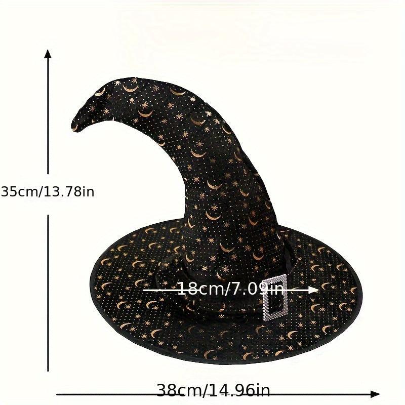 Witch Hat Star & Moon Curved Horn Halloween Cosplay Costume
