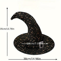 Witch Hat Star & Moon Curved Horn Halloween Cosplay Costume