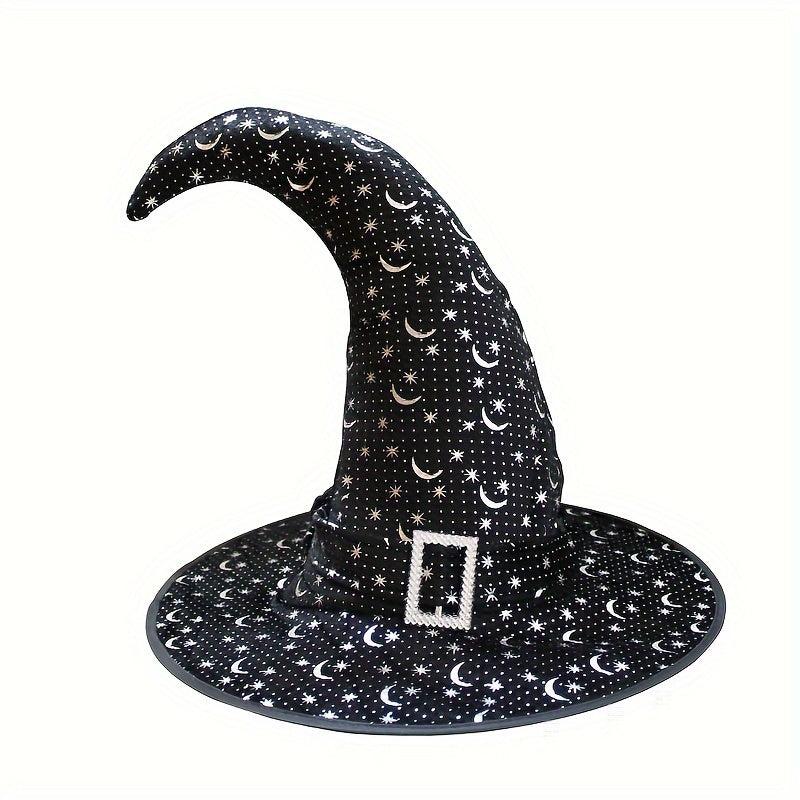 Witch Hat Star & Moon Curved Horn Halloween Cosplay Costume