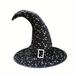Witch Hat Star & Moon Curved Horn Halloween Cosplay Costume