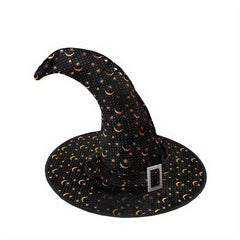 Witch Hat Star & Moon Curved Horn Halloween Cosplay Costume
