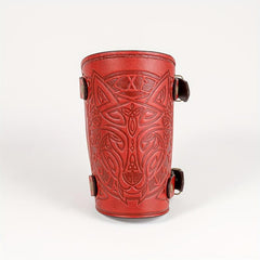 Viking Wolf Head Pattern Adult Leather Wristband