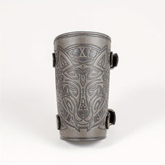 Viking Wolf Head Pattern Adult Leather Wristband