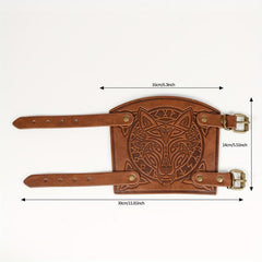 Viking Wolf Head Pattern Adult Leather Wristband