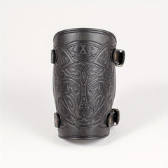 Viking Wolf Head Pattern Adult Leather Wristband