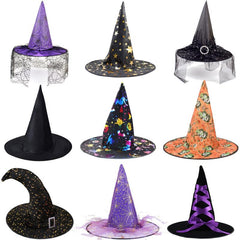 Halloween Hat Luminous Witch Hat Spider Web Wizard Hat Bronzing