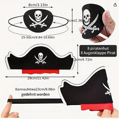 Pirate Eye Mask & Hat Set Skull Pattern Cosplay Props