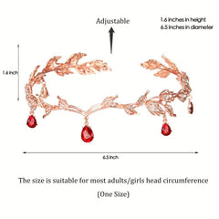 Red Rose Golden Ruby Crystal Leaves Tiaras Crowns For Women Girls