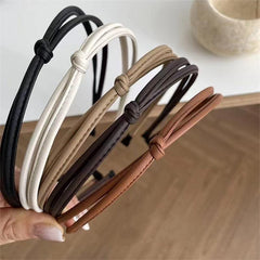 PU Leather Hairbands Women's Cross Knot Wide Headband Bowknot
