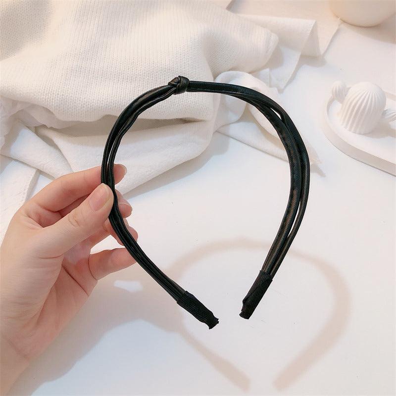 PU Leather Hairbands Women's Cross Knot Wide Headband Bowknot