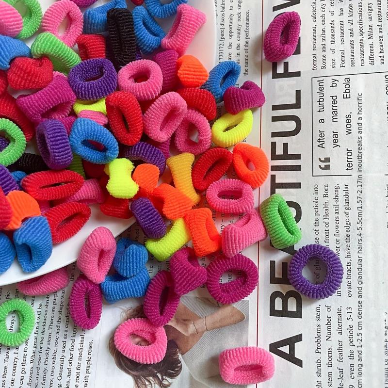 100pcs Neon Thumb Seamless Hair Ropes Decorative Hair Rings