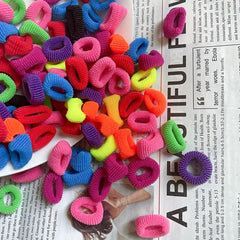 100pcs Neon Thumb Seamless Hair Ropes Decorative Hair Rings