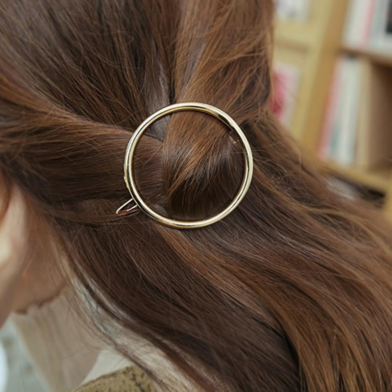 Round Hair Jewelry Metal Circle Hair Clips Wedding Party