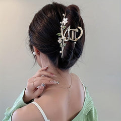 Women's Flower Branch Hair Clip with Rhinestone Drops
