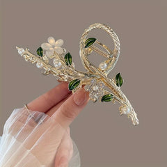 Women's Flower Branch Hair Clip with Rhinestone Drops