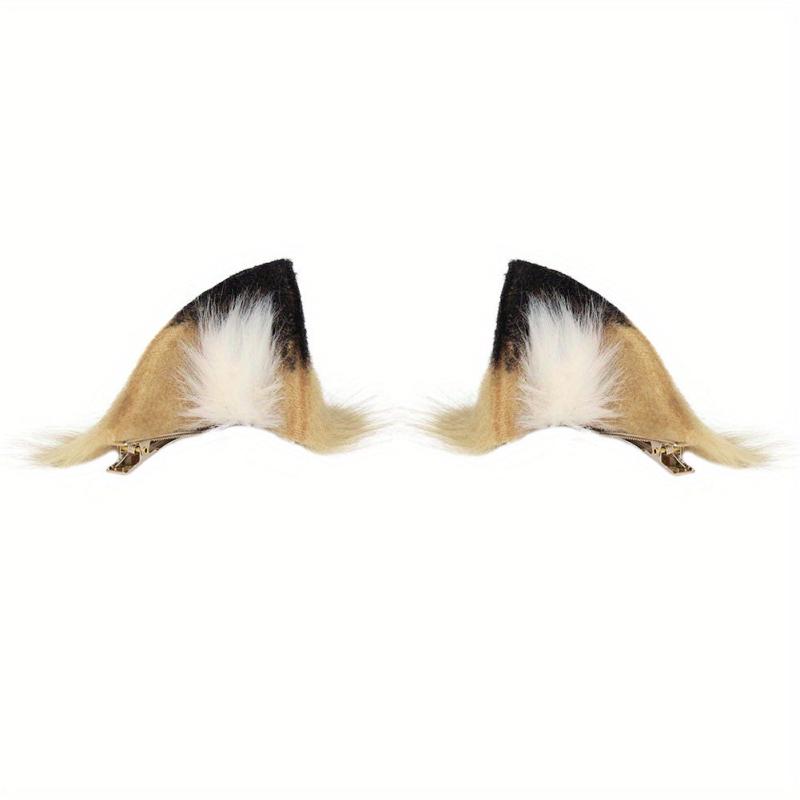 Plush Lion Ears Hair Clip & Tail Set Cosplay Props Party Dress Up 37.4in