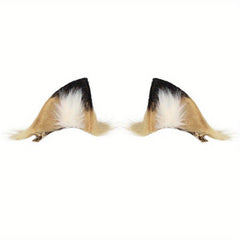 Plush Lion Ears Hair Clip & Tail Set Cosplay Props Party Dress Up 37.4in