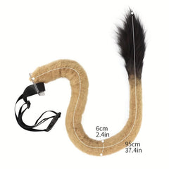 Plush Lion Ears Hair Clip & Tail Set Cosplay Props Party Dress Up 37.4in