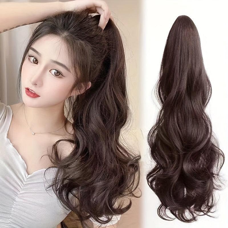 Clip on Ponytail Long Curly Hair Women Gradient Natural
