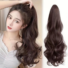 Clip on Ponytail Long Curly Hair Women Gradient Natural