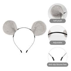 Grey Mouse Ears Hair Hoops Hamster Tail Set Cosplay Accessories