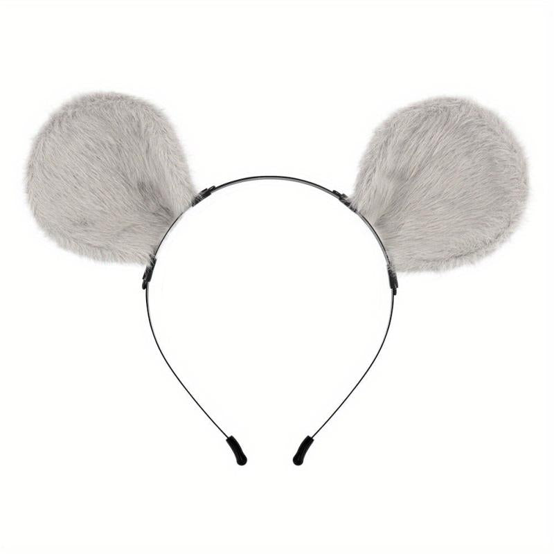 Grey Mouse Ears Hair Hoops Hamster Tail Set Cosplay Accessories