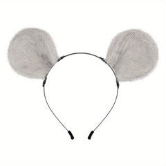 Grey Mouse Ears Hair Hoops Hamster Tail Set Cosplay Accessories
