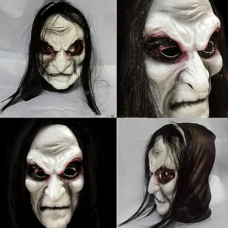 Men's Horror Devil Mask Long Hair Scary Costume Halloween Cosplay Prop