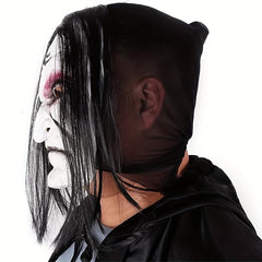 Men's Horror Devil Mask Long Hair Scary Costume Halloween Cosplay Prop