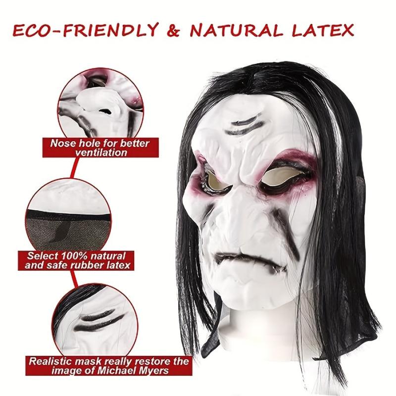 Men's Horror Devil Mask Long Hair Scary Costume Halloween Cosplay Prop