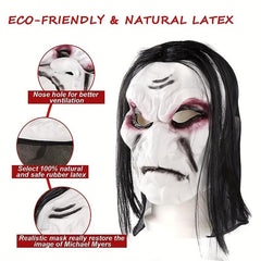 Men's Horror Devil Mask Long Hair Scary Costume Halloween Cosplay Prop