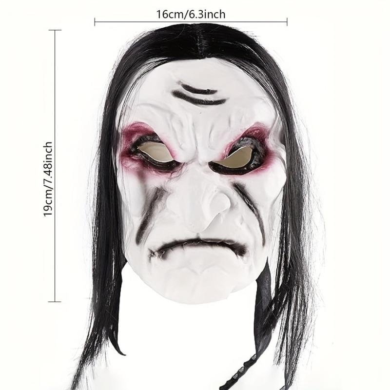 Men's Horror Devil Mask Long Hair Scary Costume Halloween Cosplay Prop