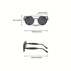 Men's Steam Punk Double Spring Round Frame Glasses